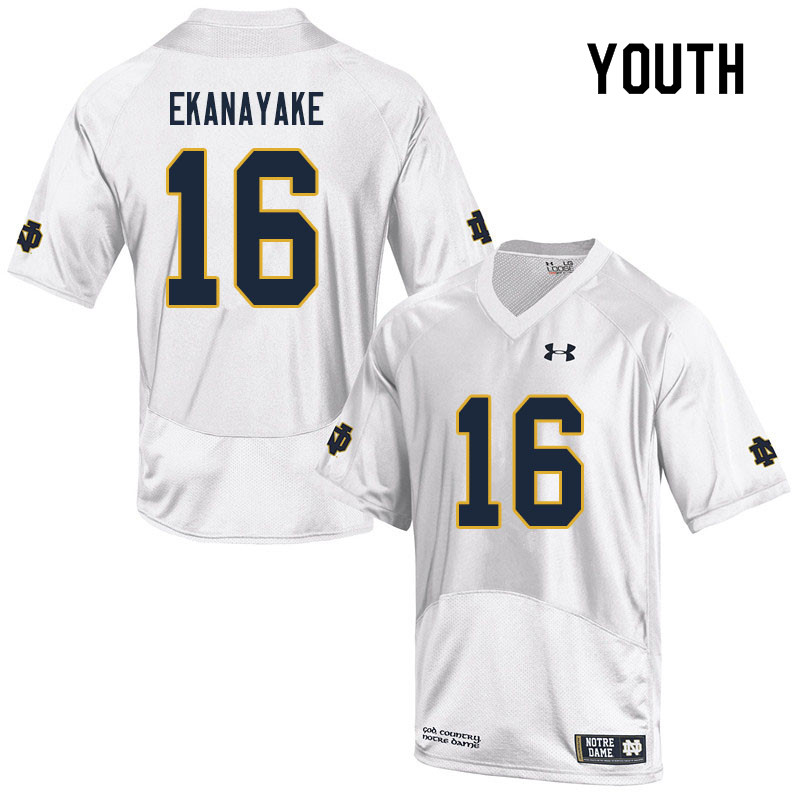 Youth #16 Cameron Ekanayake Notre Dame Fighting Irish College Football Jerseys Sale-White